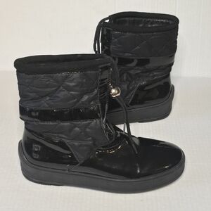 Aquatalia Kali Quilted Weatherproof Boots Women’s Size 7 Black Patent Nylon